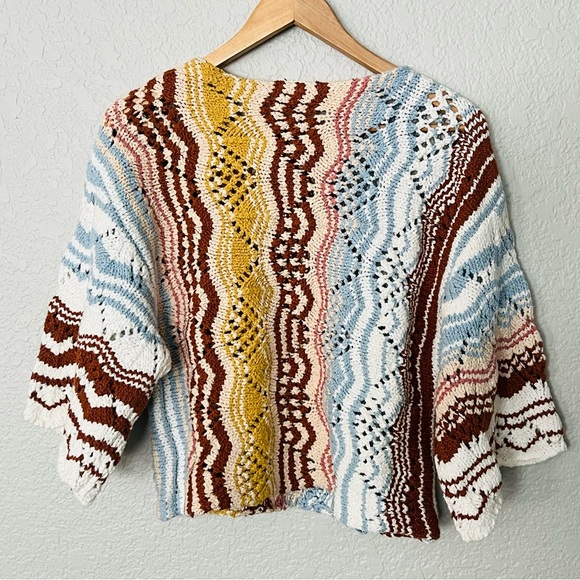 Buckle Gimmick Multicolor open Knit Sweater size Medium - Picture 3 of 4